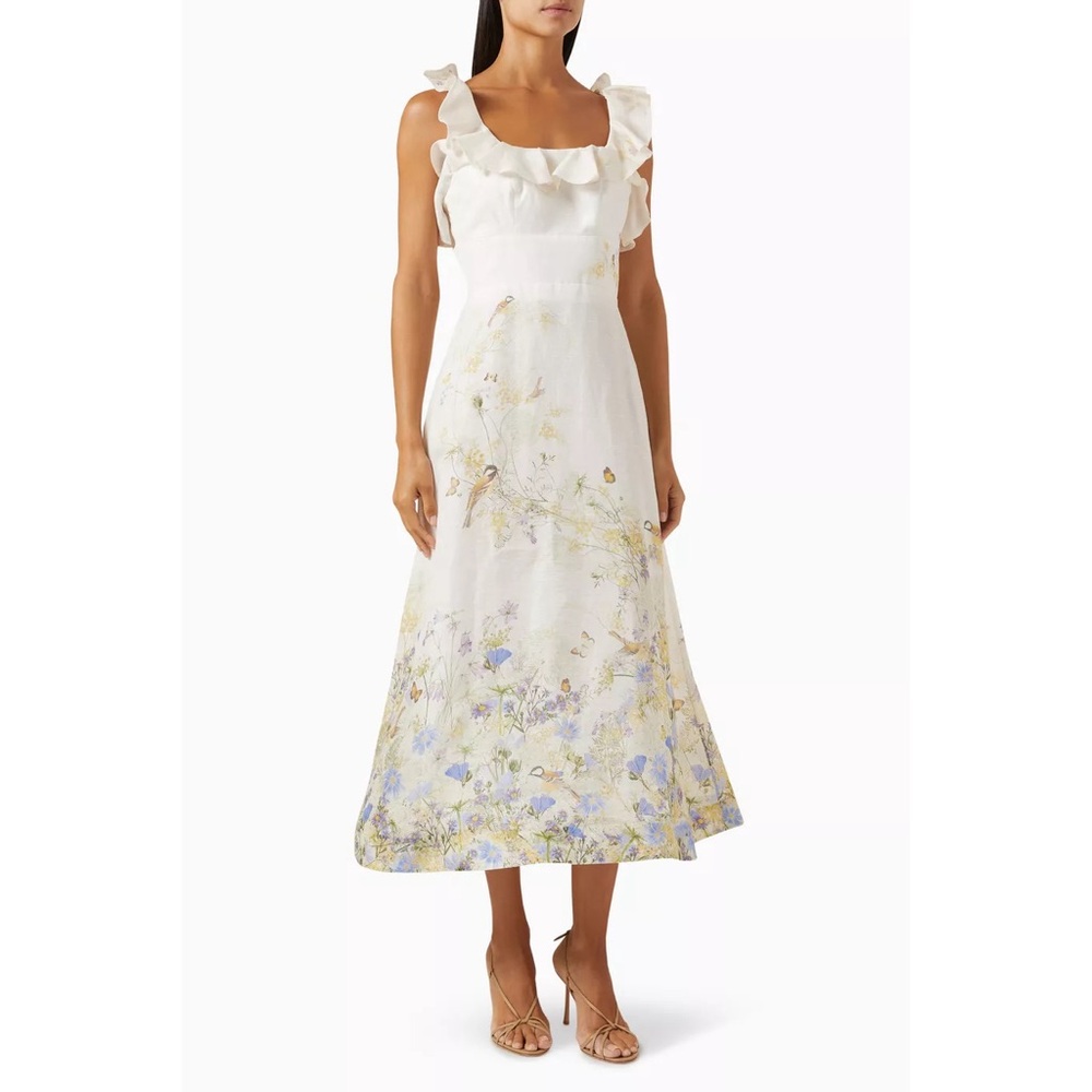 Zimmermann Harmony Frill Midi Dress Size 0 XS 2-4 $1150